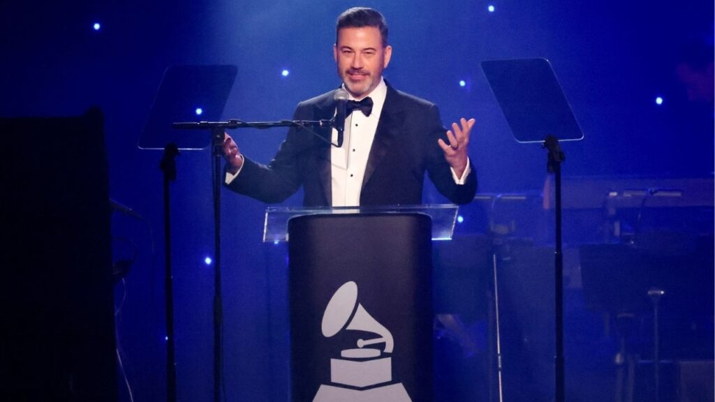 Jimmy Kimmel speaks during the Pre-GRAMMY gala, hosted by the Recording Academy and Clive Davis, in Beverly Hills, California, U.S., February 1, 2025. (Reuters File)