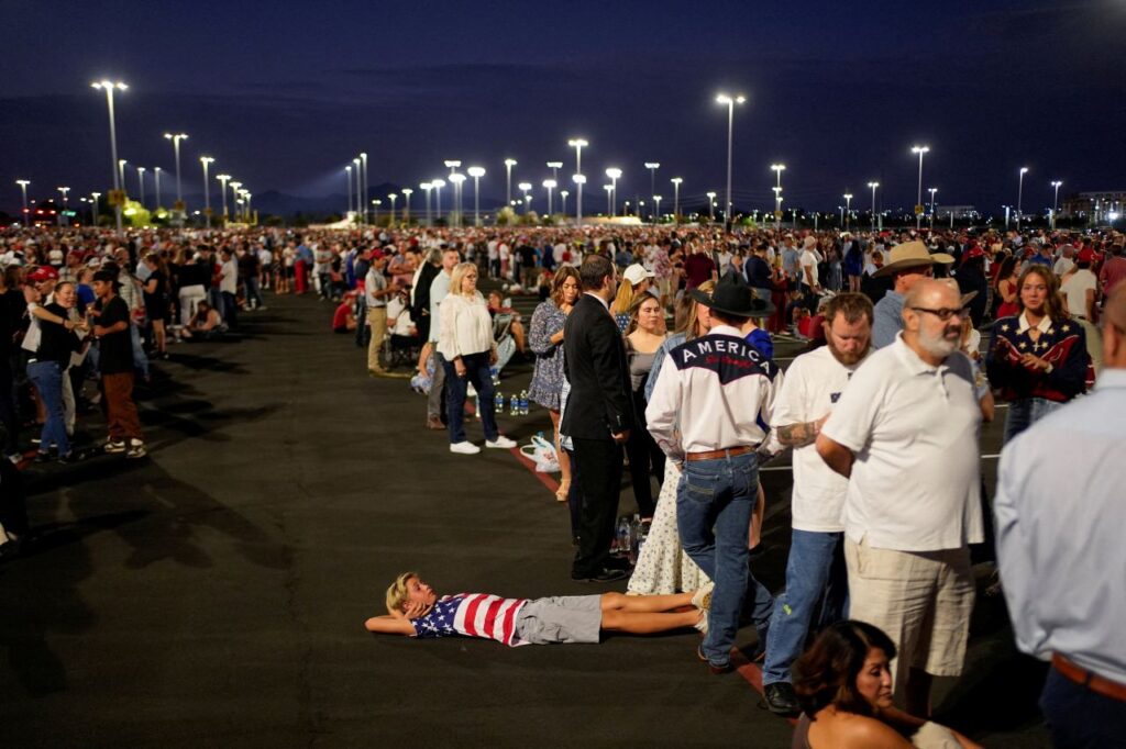 Pre-Dawn Crowed Lines Up for Charlie Kirk Memorial