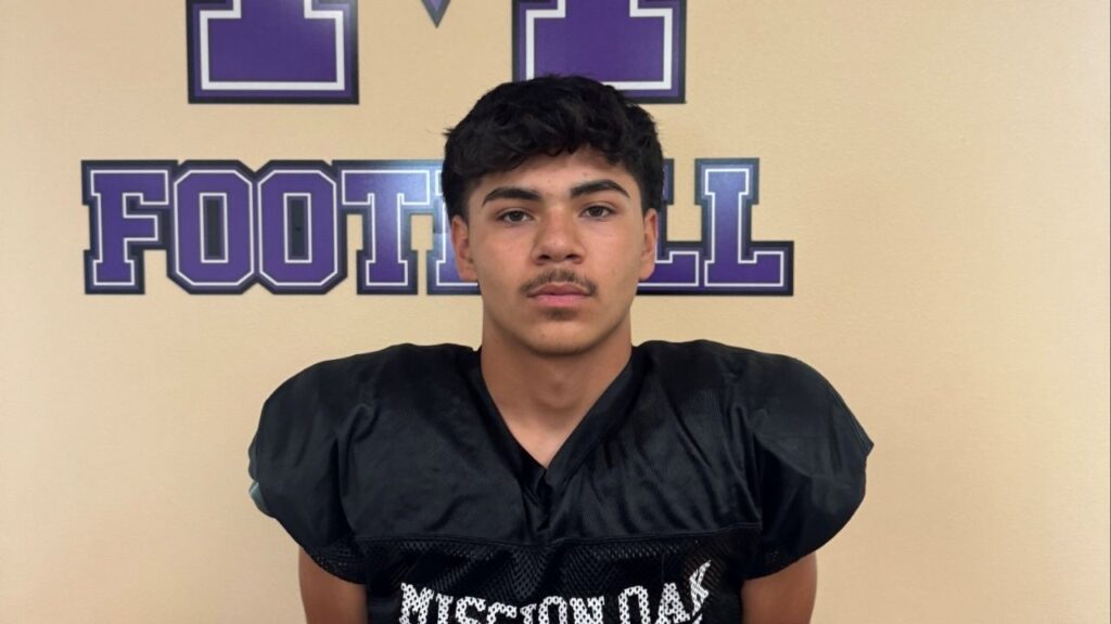 Left: Mission Oak kicker Ruben Llamas was voted by readers as the Visalia Times-Delta Tulare County high school athlete of the week. Llamas kicked a game-winning 37-yard field goal as time expired to lift the Hawks to a 35-32 road win at San Luis Obispo. (USA Today Network)