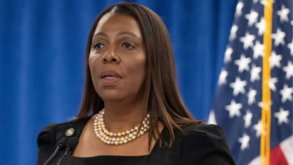 New York Attorney General Letitia James holds a press conference following a ruling against former U.S. President Donald Trump ordering him to pay $354.9 million and barring him from doing business in New York State for three years, in the Manhattan borough of New York City, U.S., February 16, 2024. (Reuters File)