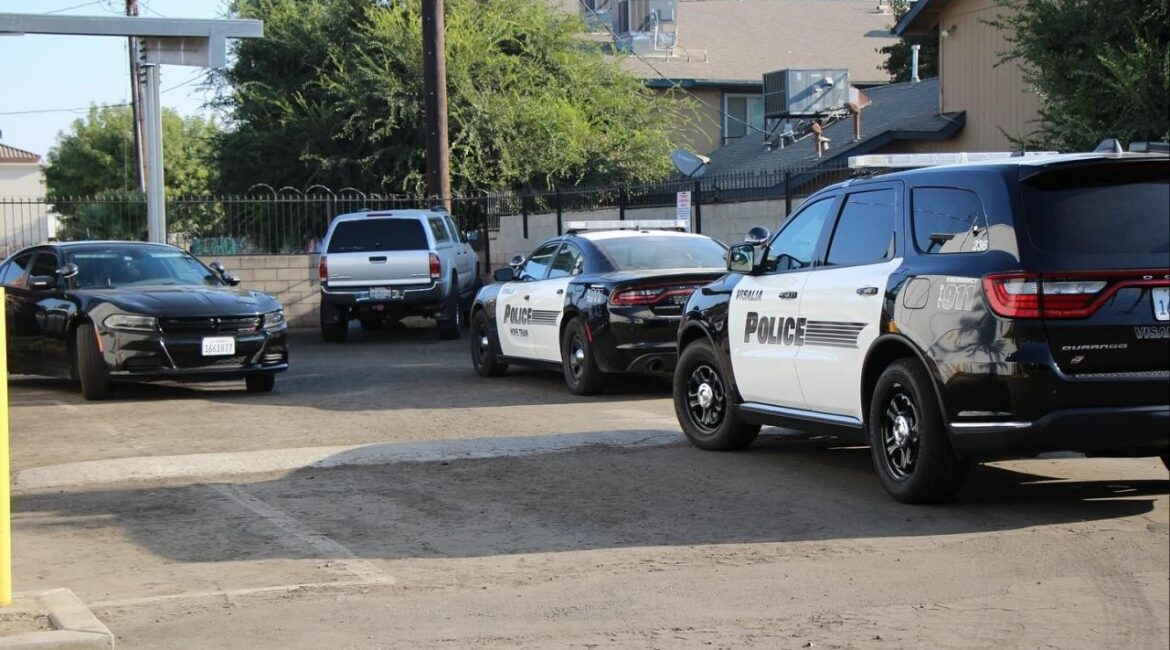 Nine people were arrested Friday, Sept. 5, 2025, during a Visalia police narcotics operation at the Sequoia Lodge, where officers served search and probation warrants. (Visalia PD)
