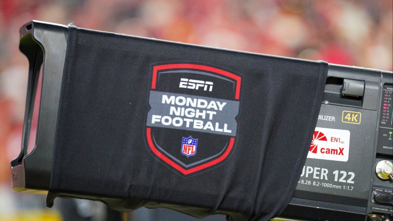 Oct 7, 2024; Kansas City, Missouri, USA; A general view of the ESPN Monday night Football logo during the first half of the game between the Kansas City Chiefs and New Orleans Saints at GEHA Field at Arrowhead Stadium. (Photo via USA Today Network through Reuters)