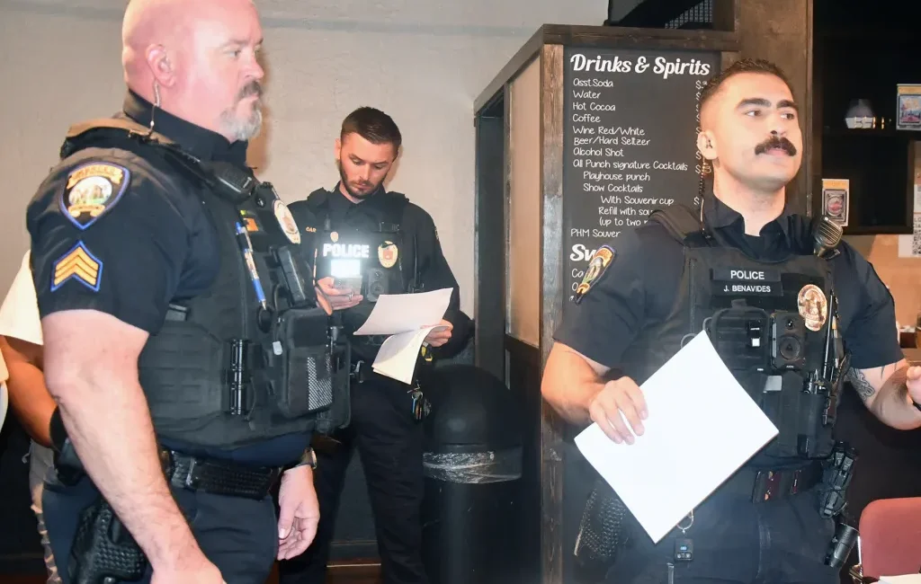 Merced Police at Playhouse Merced Board Meeting