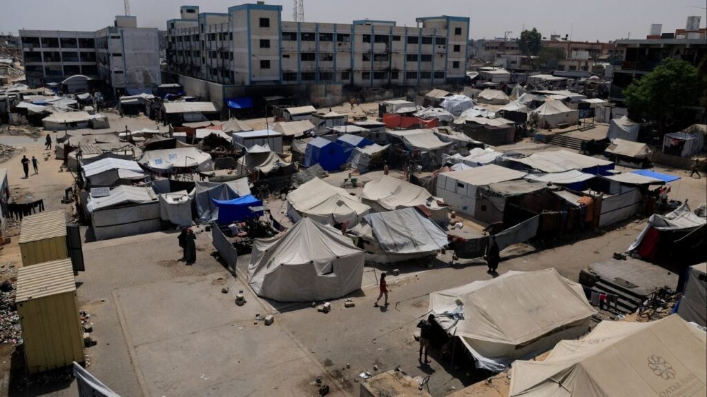 Palestinians displaced by the Israeli military offensive shelter in an UNRWA school, in Khan Younis, in the southern Gaza Strip, August 19, 2025. (Reuters File)