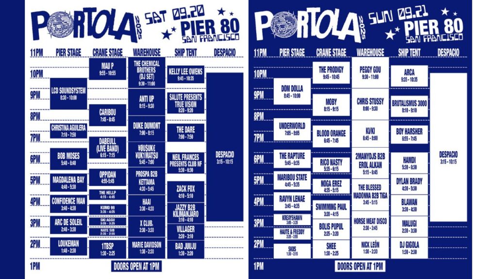 Portola Music Festival returns Sept. 20–21 with Christina Aguilera, Moby, and The Prodigy, plus a full week of citywide shows. (Goldenvoice)