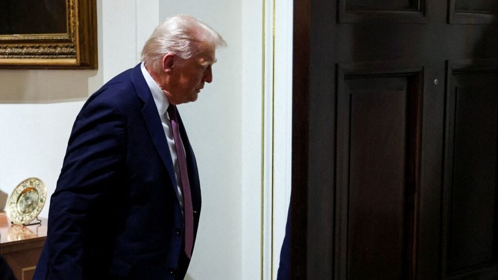 President Donald Trump leaves, following a cabinet meeting, at the White House in Washington, D.C., U.S., August 26, 2025. (Reuters File)