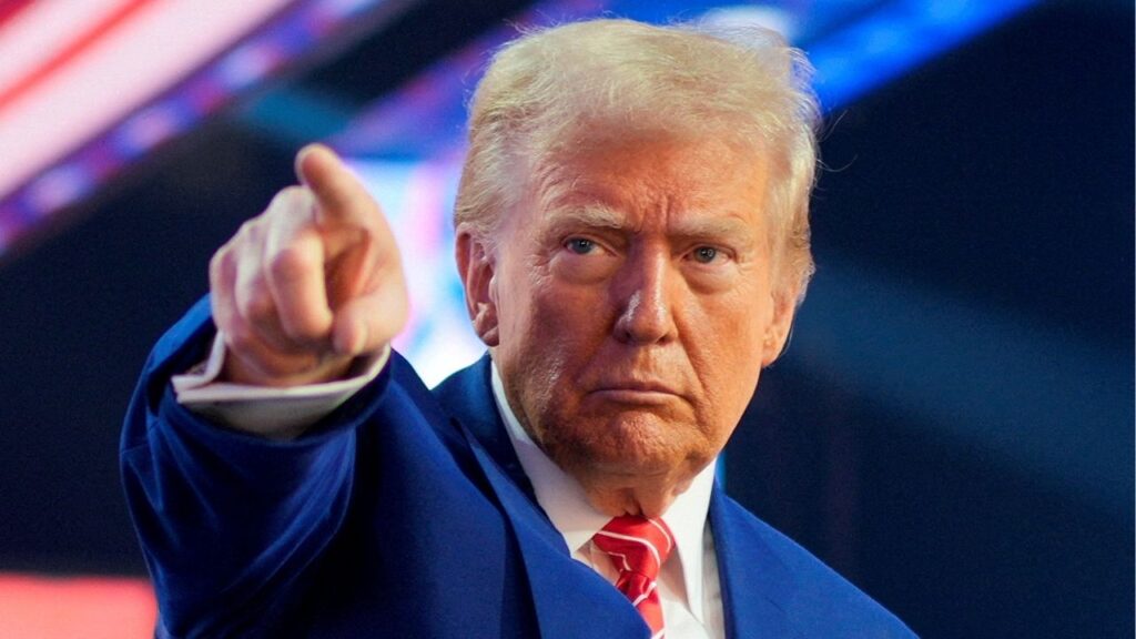 President-elect Donald Trump gestures at Turning Point USA's AmericaFest in Phoenix, Arizona, U.S., December 22, 2024. (Reuters File)