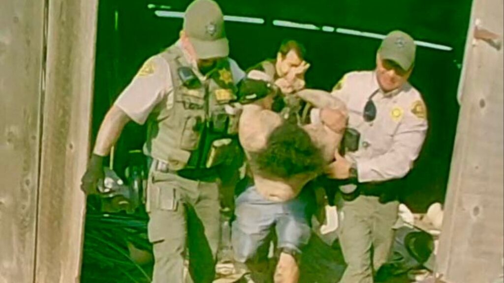 Sean Deanda, 32, being arrested by the Madera County Sheriff's Office on Wendesday, Sept. 3, 2025. (Madera County SO)