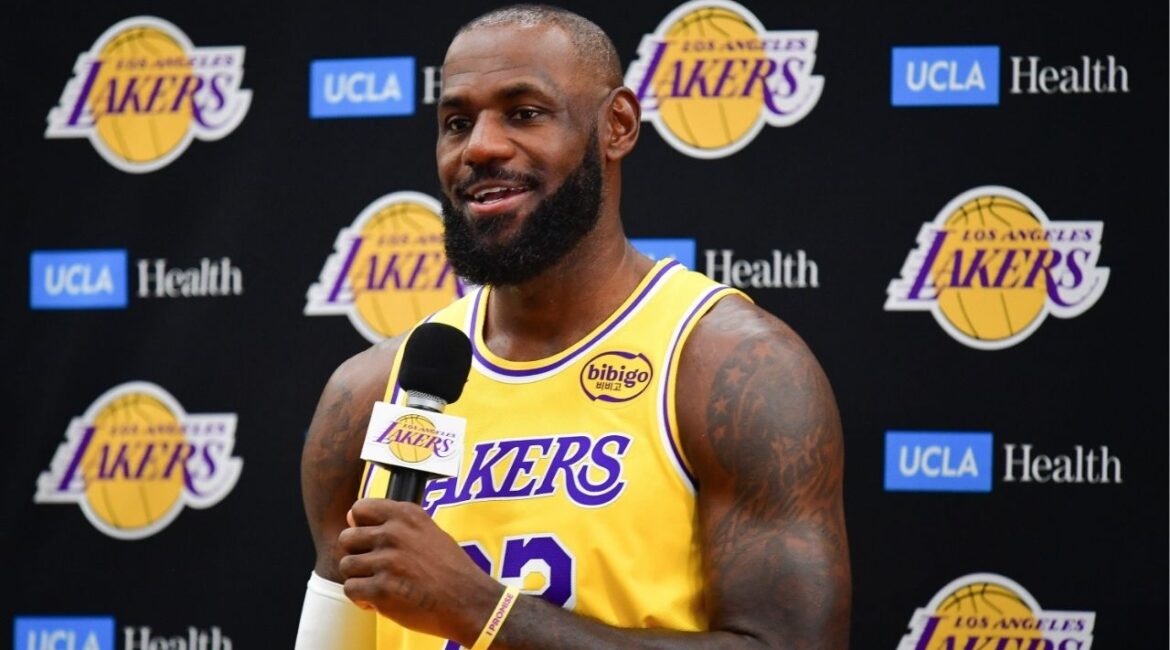 Sep 29, 2025; Los Angeles, CA, USA; Los Angeles Lakers forward LeBron James (23) during media day at UCLA Health Training Center. (Gary A. Vasquez-Imagn Images)