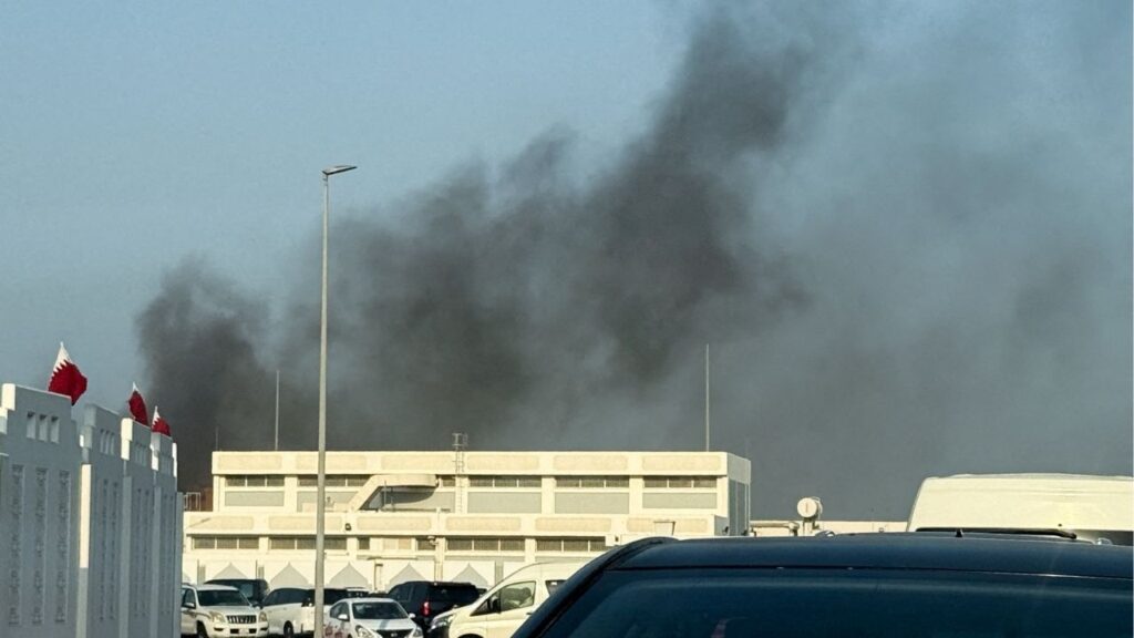 Smoke rises after several blasts were heard in Doha, Qatar, September 9, 2025. (Reuters/Ibraheem Abu Mustafa)
