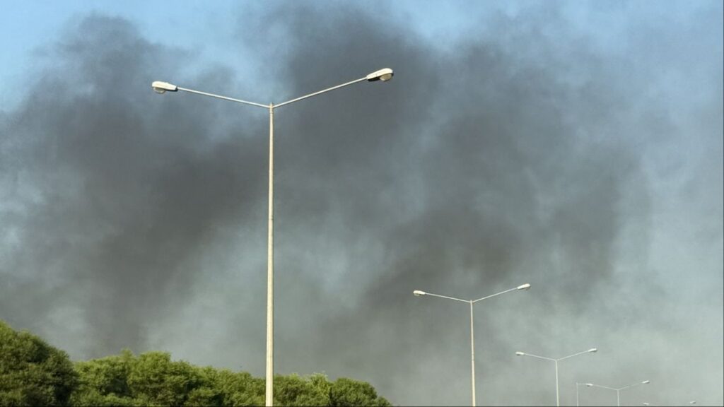Smoke rises after several blasts were heard in Doha, Qatar, September 9, 2025. (Reuters/Ibraheem Abu Mustafa)