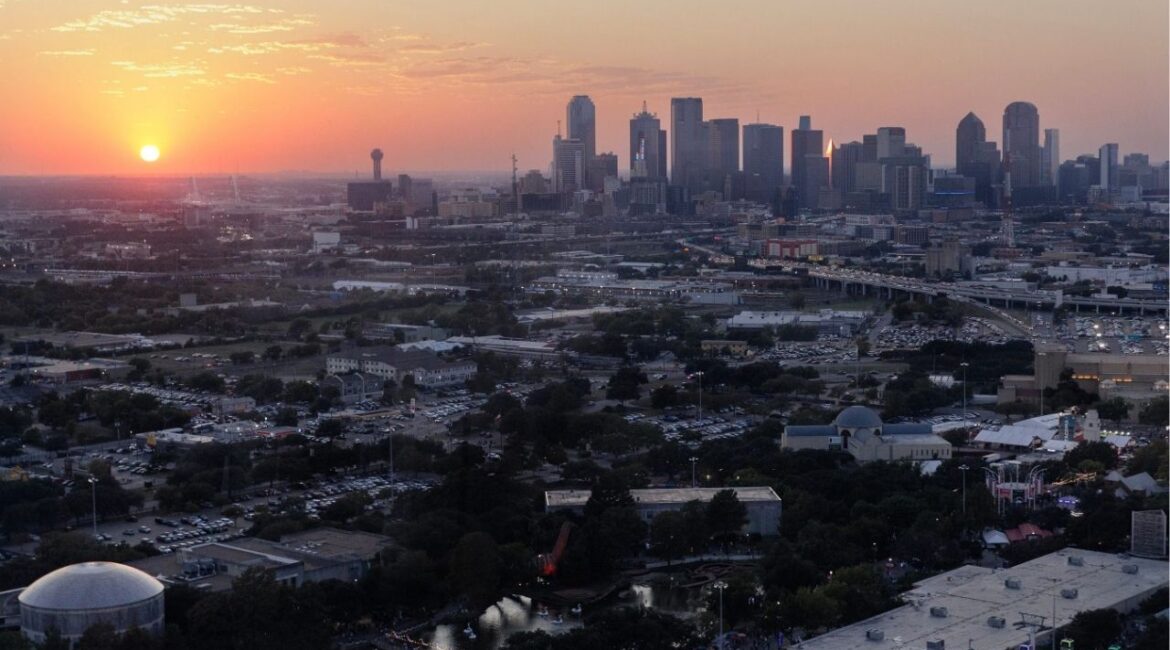 The Dallas skyline at sunset on Oct. 14, 2024. (USA Today Network via Reuters)