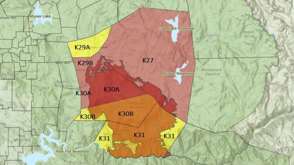 The Garnet Fire has burned 59,751 acres and is 85% contained, with most evacuation orders downgraded but some zones still under mandatory evacuation as of Tuesday, Sept. 16, 2025. (GV Wire File)