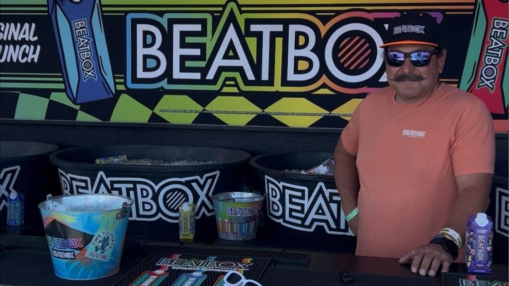 The "Iconic Frank" manning the BeatBox Booth at Portola on Saturday, Sept. 20, 2025. (GV Wire)
