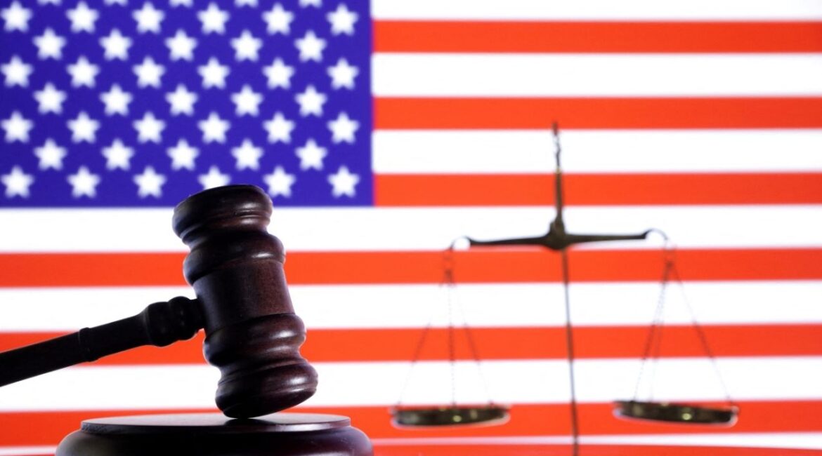 The U.S. flag, a judge gavel and a vintage scale are seen in this illustration taken August 6, 2024. (Reuters File)