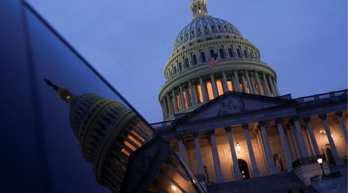 The sun sets behind the U.S. Capitol dome, on the day U.S. President Donald Trump met with top congressional leaders from both parties, just ahead of a September 30 deadline to fund the government and avoid a shutdown, in Washington, D.C., U.S., September 29, 2025. (Reuters/Nathan Howard)