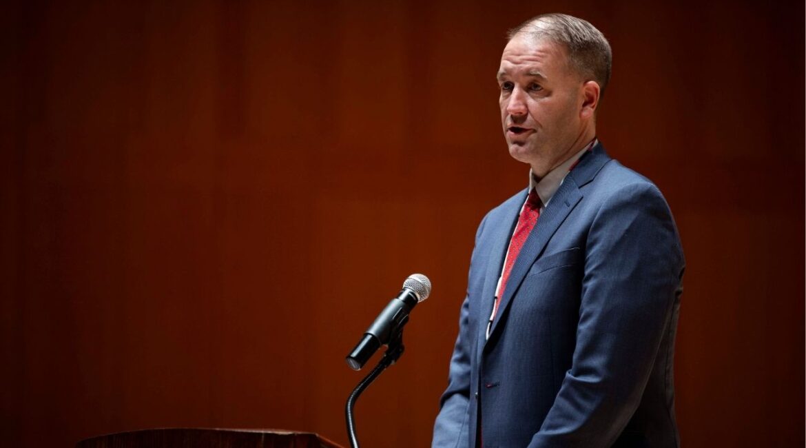 Tobias Read is sworn in as Secretary of State on Monday, Jan. 6, 2025 at Willamette University in Salem, Ore. Read formerly served as Oregon State Treasurer. (USA Today Network via Reuters)