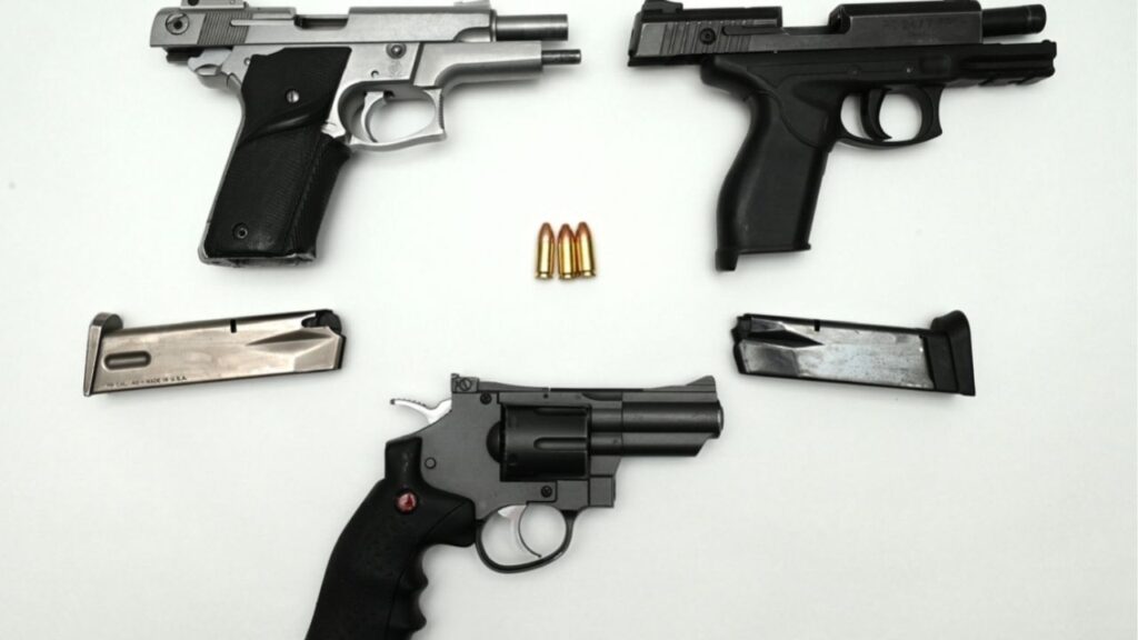 Two people were arrested early Saturday, Sept. 13, 2025, after deputies found shell casings and firearms during a shooting investigation in Lamont, authorities said. (Kern County SO)