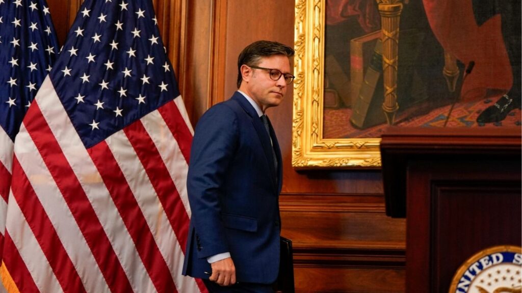 U.S. House Speaker Mike Johnson (R-LA) arrives for a press conference as members of Congress have two weeks to reach a deal to avert a looming partial government shutdown, on Capitol Hill in Washington, D.C., U.S., September 16, 2025. (Reuters File)