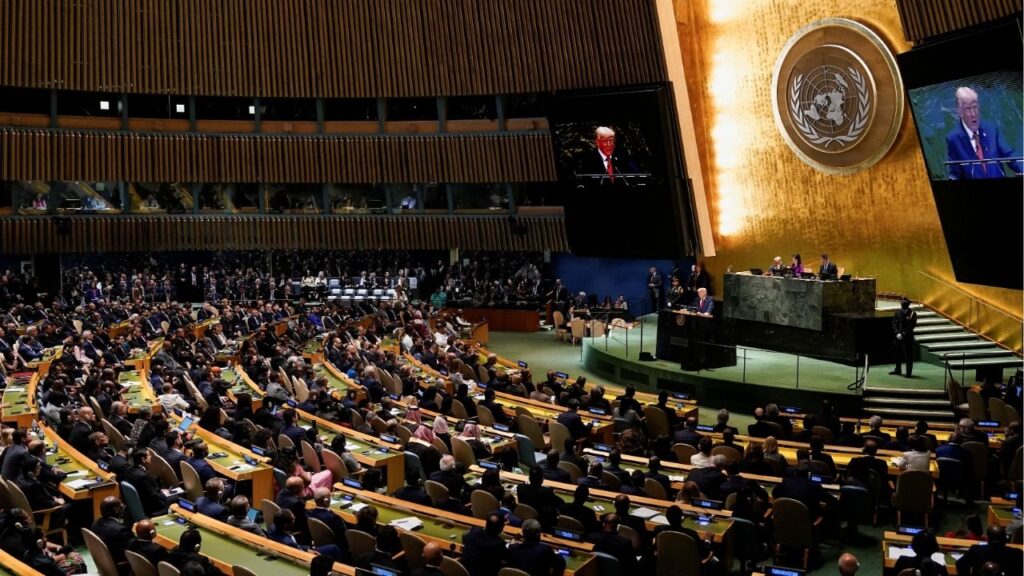 U.S. President Donald Trump addresses the 80th United Nations General Assembly, in New York City, New York, U.S., September 23, 2025. REUTERS/Al Drago