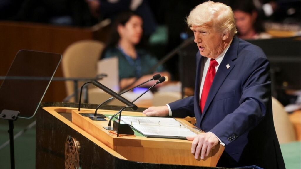 U.S. President Donald Trump speaks during the 80th United Nations General Assembly, in New York City, New York, U.S., September 23, 2025. (Reuters/Jeenah Moon)