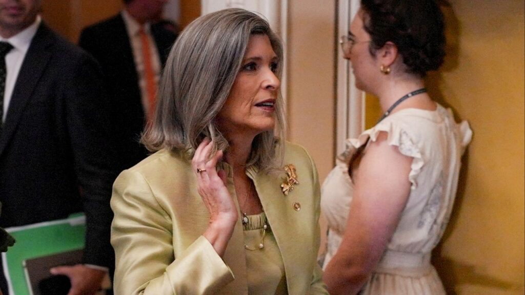 U.S. Senator Joni Ernst (R-IA) walks to a policy luncheon meeting on Capitol Hill, in Washington, D.C., U.S., July 15, 2025. (Reuters File)