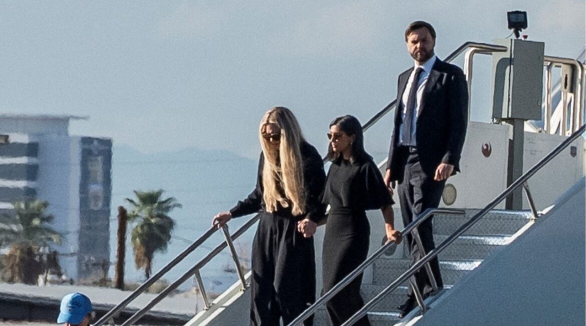 U.S. Vice President JD Vance, his wife Usha Vance and wife of slain conservative activist Charlie Kirk, Erika Frantzve, exit Air Force Two, which is carrying the body of Kirk, as the aircraft lands at the airport in Phoenix, Arizona, U.S., September 11, 2025, one day after Kirk was fatally shot during an event at Utah Valley University. (Reuters File)