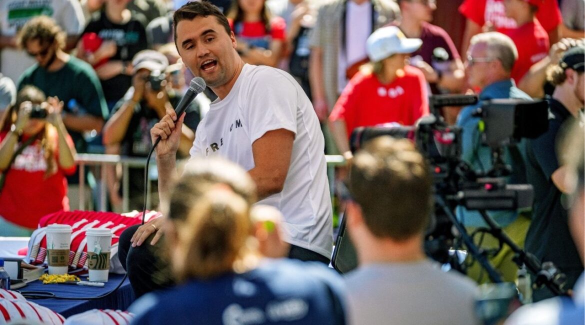 U.S. right-wing activist and commentator Charlie Kirk appears at a Utah Valley University speaking event in Orem, Utah, U.S. September 10, 2025. Trent Nelson/The Salt Lake Tribune via REUTERS
