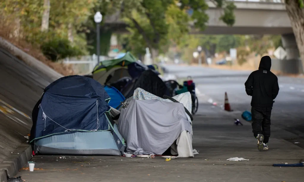 Sacramento Homeless Encampment Under Highway 99