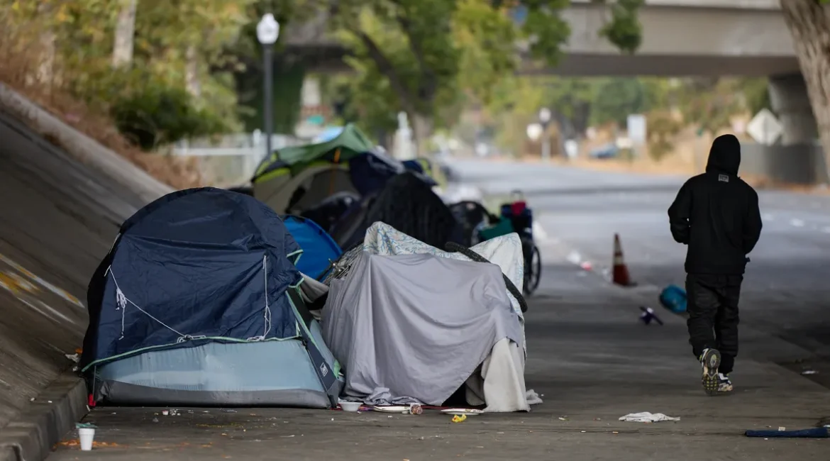 Sacramento Homeless Encampment Under Highway 99