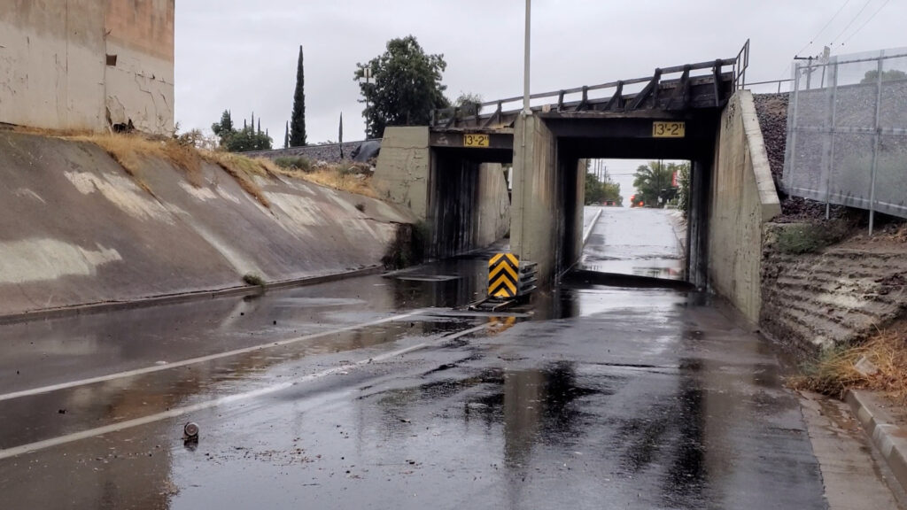 Water Collects at the Wishon Avenue Underpass, Tuesday, Oct. 14, 2025