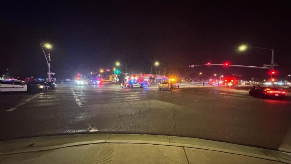 A 16-year-old was arrested in Visalia Saturday, Oct. 18, 2025, after fleeing police in a reckless pickup, crashing at an intersection, and sustaining only minor injuries. (Visalia PD)