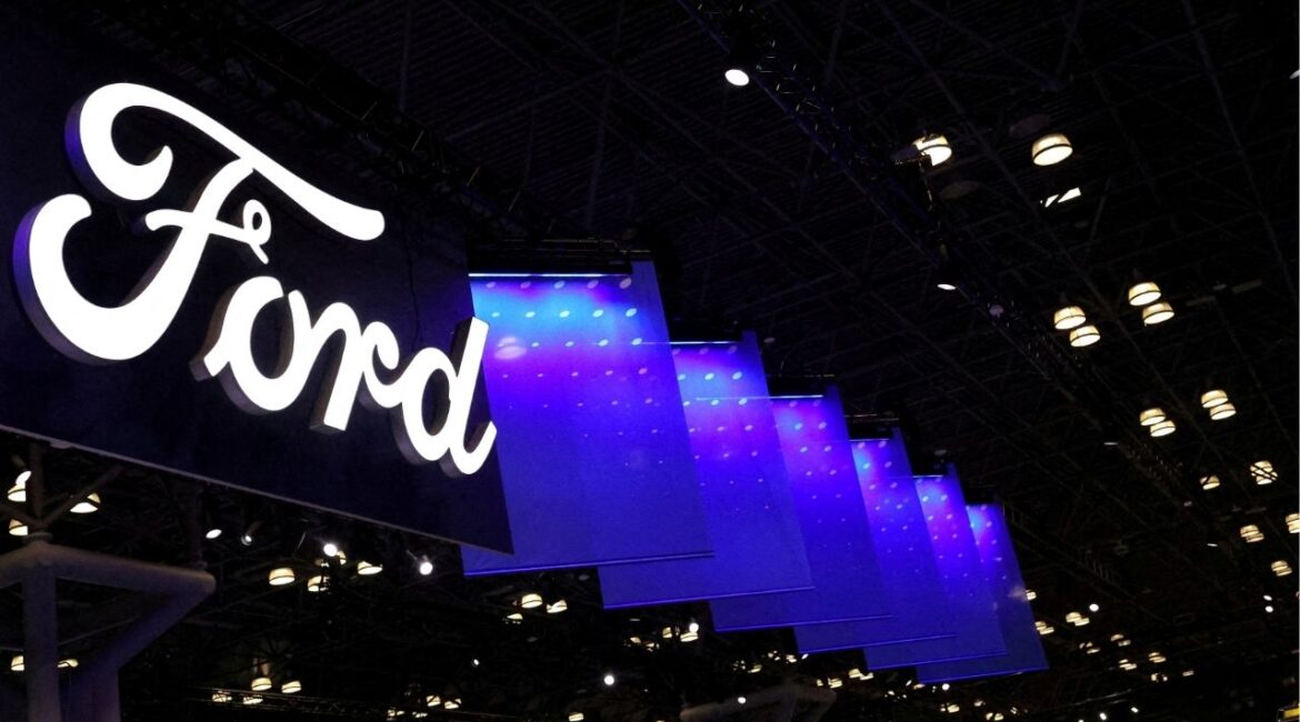 A Ford automobile logo is seen during the New York International Auto Show Press Preview in New York City, U.S., April 16, 2025. (Reuters File)
