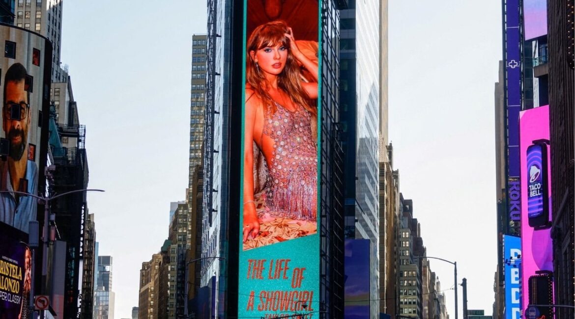 A billboard advertises Taylor Swift’s new album "The Life of a Showgirl" in Times Square in New York City, U.S., October 3, 2025. (Reuters File)