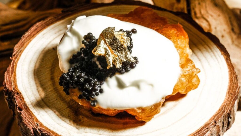 A caviar dish with gold leaf by Farmhouse Kitchen Thai Cuisine. (Farmhouse Kitchen)