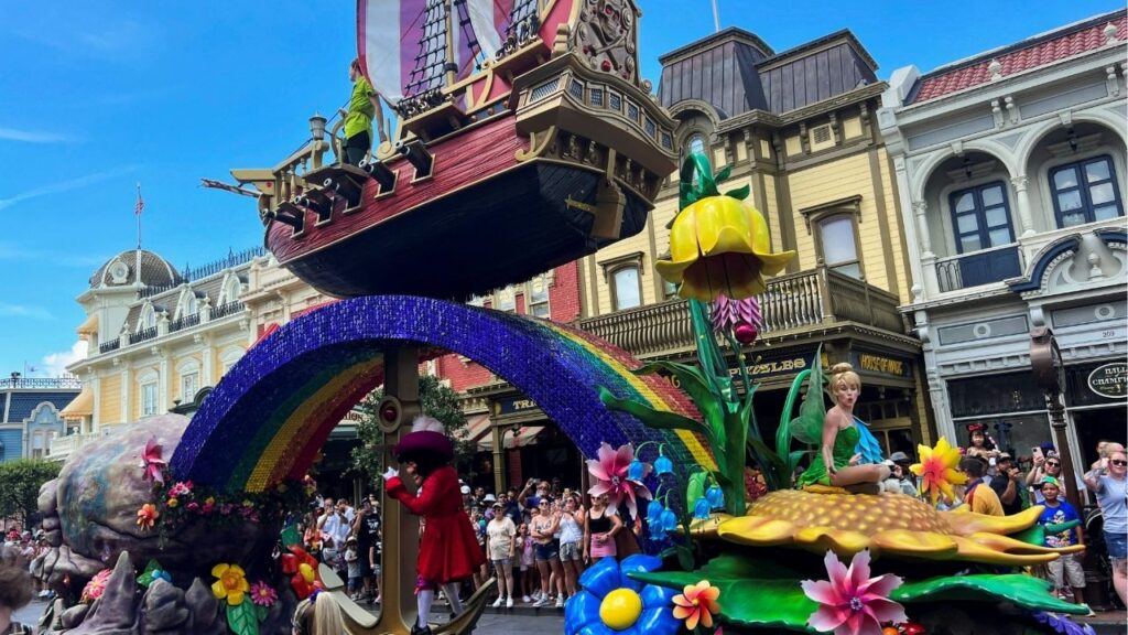 A float with people dressed as characters from the Walt Disney movie "Peter Pan" is seen as people attend the "Festival of Fantasy" parade at the Walt Disney World Magic Kingdom theme park in Orlando, Florida, U.S. July 30, 2022. (Reuters/Octavio Jones)