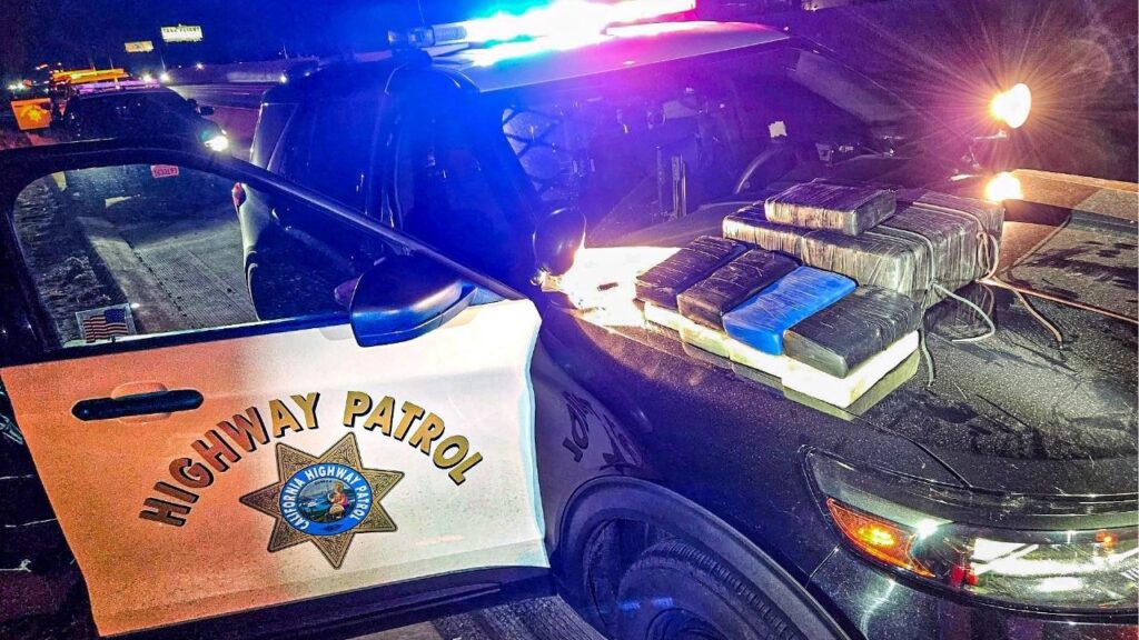 A routine traffic stop on Highway 99 in Merced County led to the seizure of 23 kilograms of suspected cocaine worth over $900,000 and the arrest of the driver on Saturday, Oct. 4, 2025. (CHP)