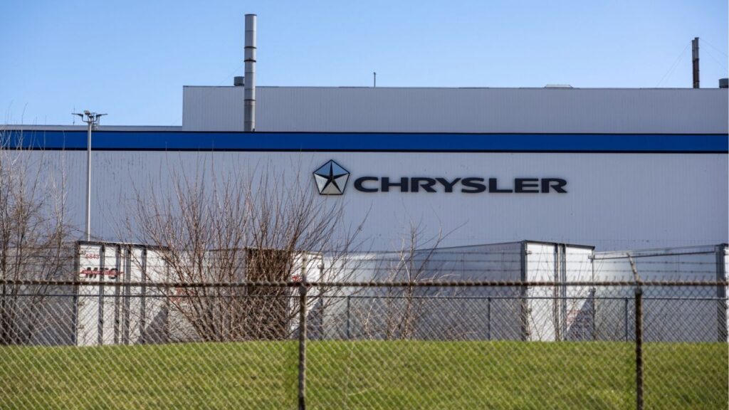 A view shows Stellantis's Chrysler Windsor Assembly facility in Windsor, Ontario, Canada, April 4, 2025. (Reuters/Carlos Osorio)