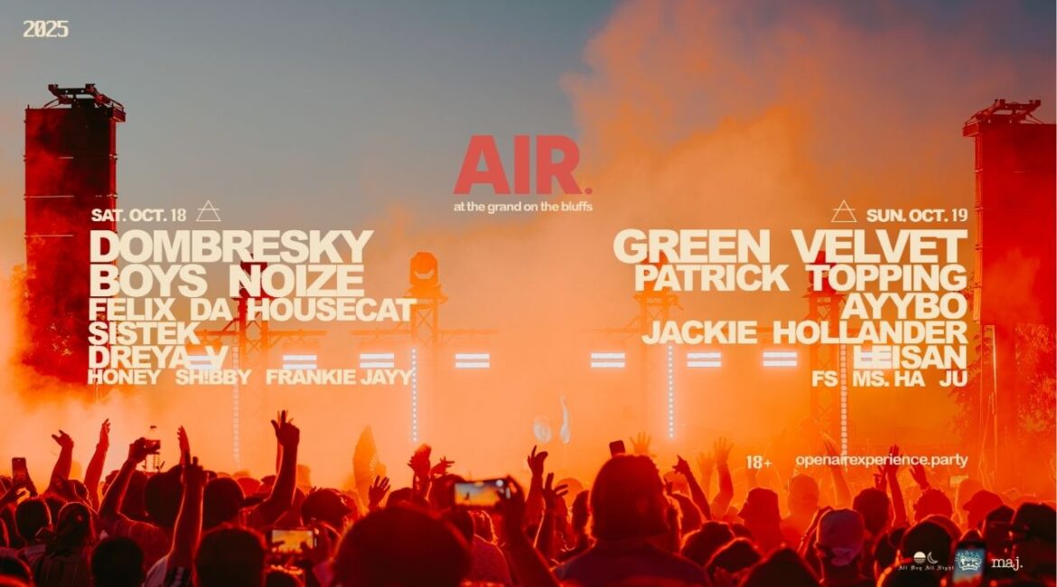 AIR., a two-day electronic music festival featuring top house and techno artists, returns to Fresno’s Grand on the Bluffs on Saturday, Oct. 18, 2025, and Sunday, Oct. 19, 2025. (AIR.)