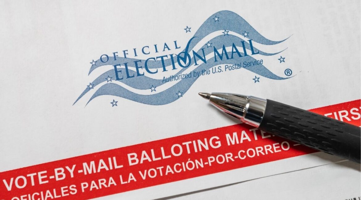 Asset id: 1787440103 SARASOTA, FLORIDA - JULY 31, 2020 : Official Election Mail vote by mail absentee voter balloting materials