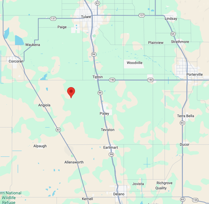 Locator Map Avenue 120 and Road 80 in Tulare County