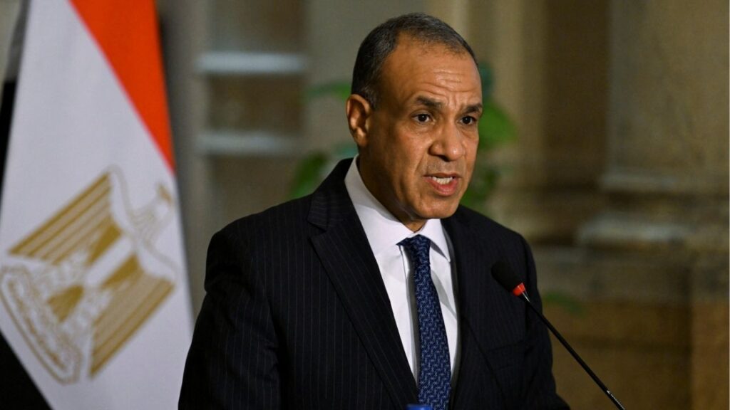 Egyptian Foreign Minister Badr Abdelatty speaks during a press conference with Philippe Lazzarini, Commissioner-General of the United Nations Relief and Works Agency for Palestine Refugees in the Near East (UNRWA) (not pictured), in Cairo, Egypt September 6, 2025. (Reuters/Mohamed Abd El Ghany)