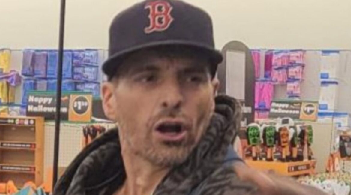 Fresno police are searching for a man who fought with a security guard and ran off with merchandise after attempting to steal from a Dollar Tree store on Friday, Oct. 10, 2025. (Fresno PD)