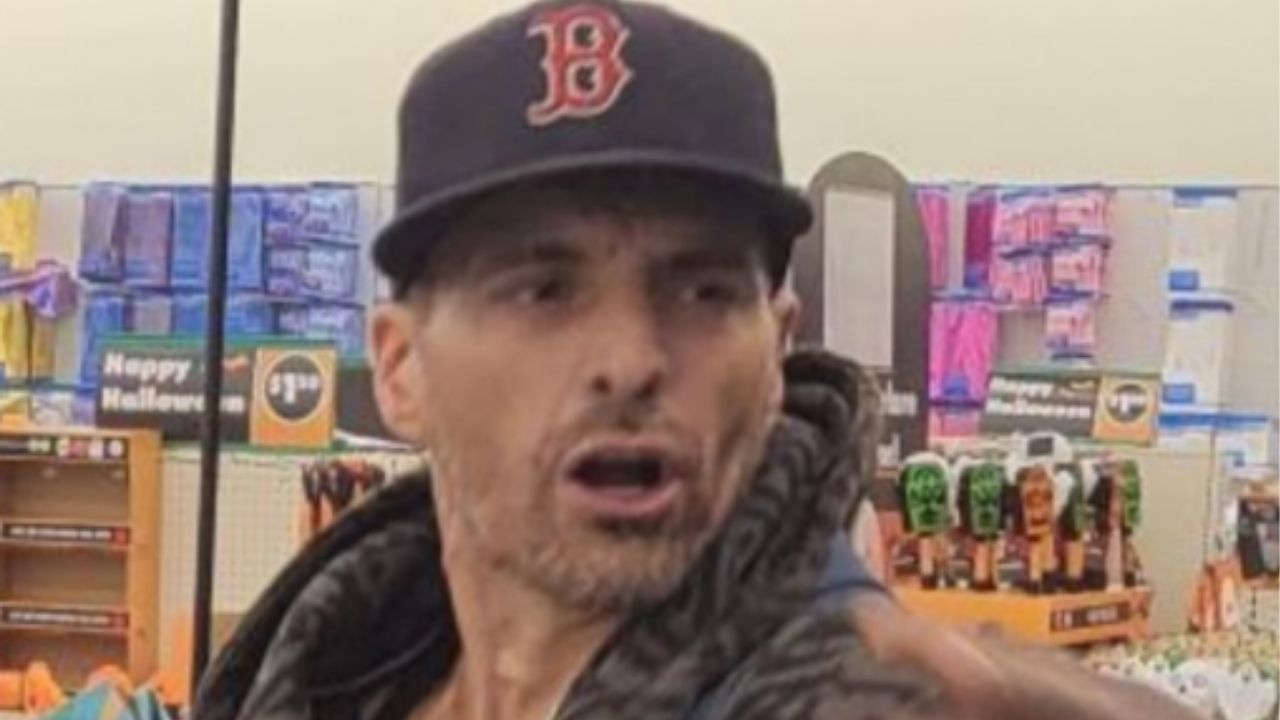 Fresno police are searching for a man who fought with a security guard and ran off with merchandise after attempting to steal from a Dollar Tree store on Friday, Oct. 10, 2025. (Fresno PD)
