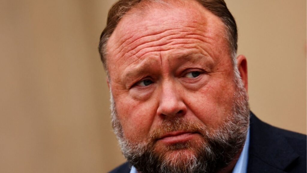 Infowars founder Alex Jones speaks to the media after appearing at his Sandy Hook defamation trial at Connecticut Superior Court in Waterbury, Connecticut, U.S., October 4, 2022. (Reuters File)