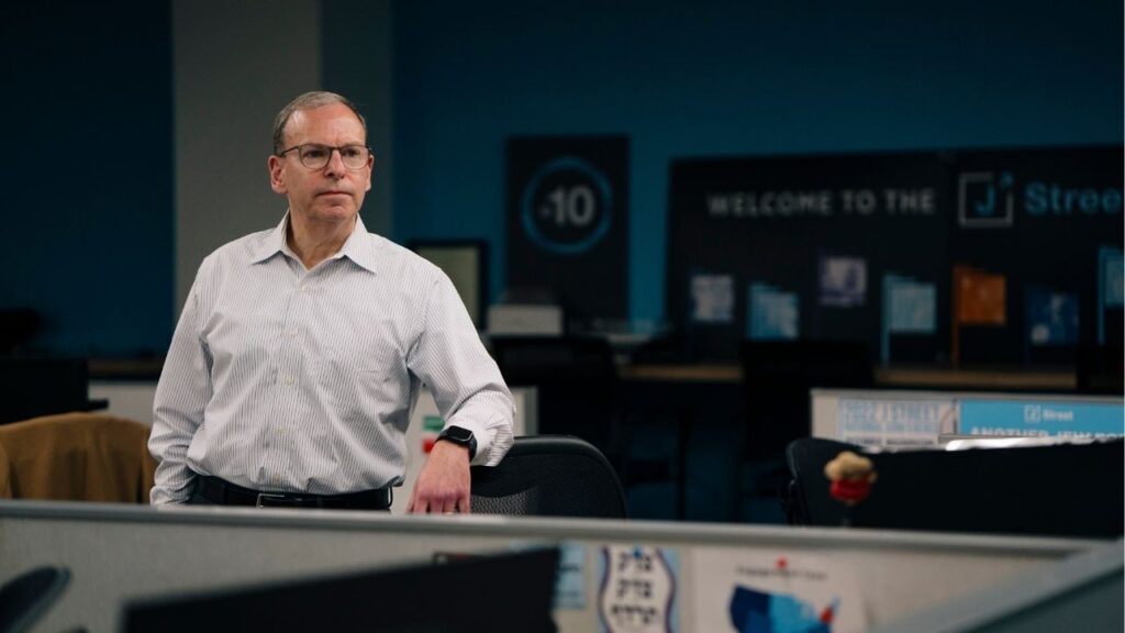Jeremy Ben-Ami, President of J Street, founded in 2008 as a "pro-Israel, pro-peace,” organization, at his office in Washington, April 5, 2024. A quiet retreat by Democrats from a pre-eminent pro-Israel lobbying group is the latest evidence of a realignment underway in Congress on Israel. (Lexey Swall/The New York Times)