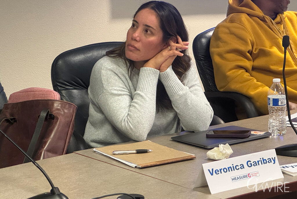 Measure C Steering Committee member Veronica Garibay, seen here during an Oct. 16 meeting, suggested allowing non-citizens to the Citizen Oversight Committee.