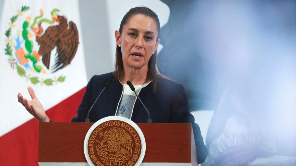 Mexico's President Claudia Sheinbaum speaks during a press conference in Mexico City, Mexico July 14, 2025. (Reuters/Raquel Cunha)