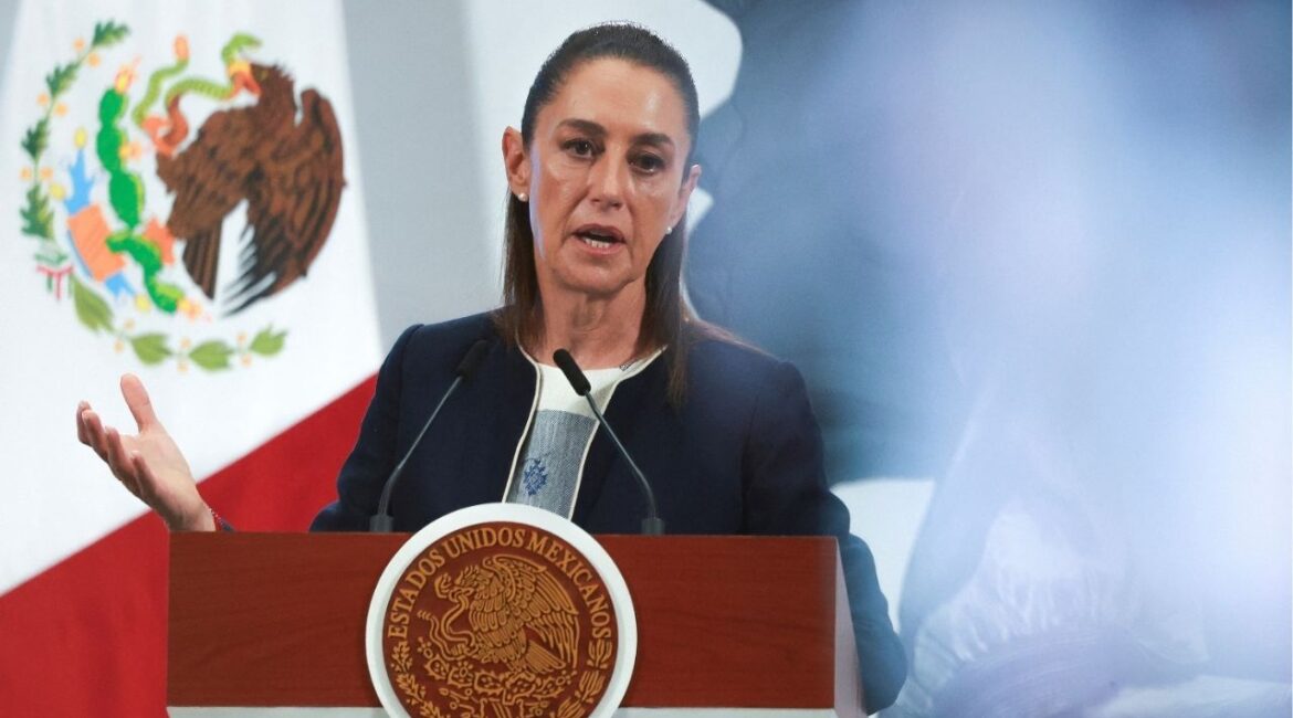 Mexico's President Claudia Sheinbaum speaks during a press conference in Mexico City, Mexico July 14, 2025. (Reuters/Raquel Cunha)