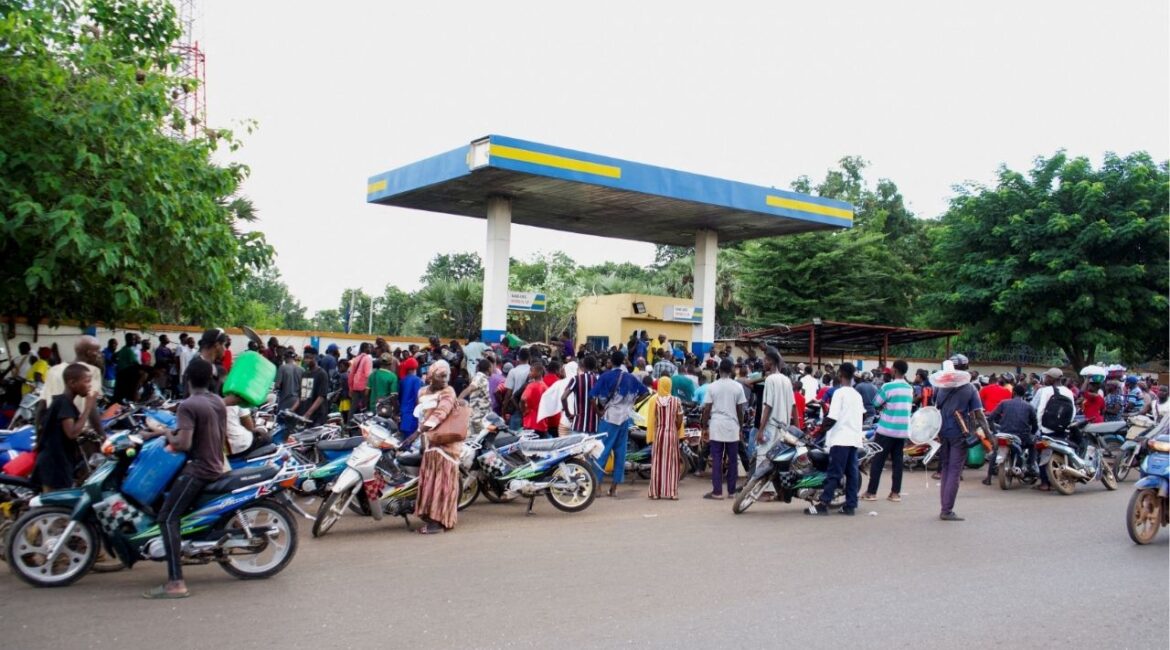 People gather at a petrol station due to shortage of petrol in Bamako, Mali October 7, 2025. (Reuters File)